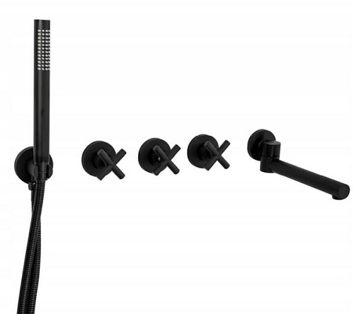 Zestaw wannowo prysznicowy czarny Exit Black Rea