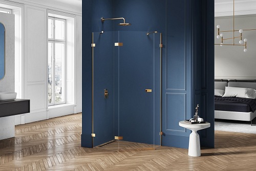 Złota szczotkowana kabina pięciokątna 100x80 EXK-3859 Avexa New Trendy Gold Brushed
