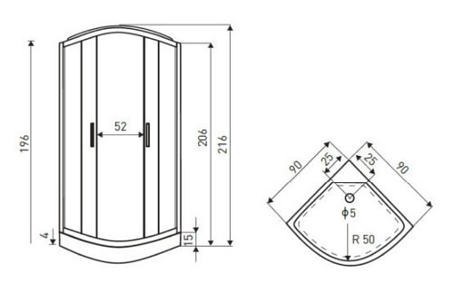 Kabina z hydromasażem czarny profil 90x90 Petrus Kerra