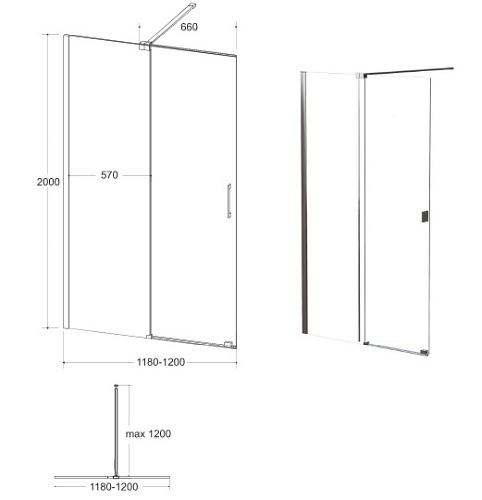 Ścianka prysznicowa rozsuwana 120 cm Vayo Black Besco