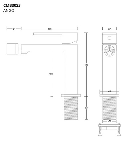 Czarna bateria bidetowa CMB3023BL Ango Corsan