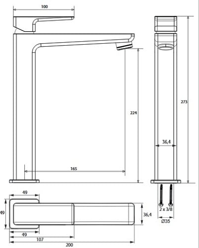 Bateria umywalkowa stojąca Inox Parma PM7412/1 IN Omnires