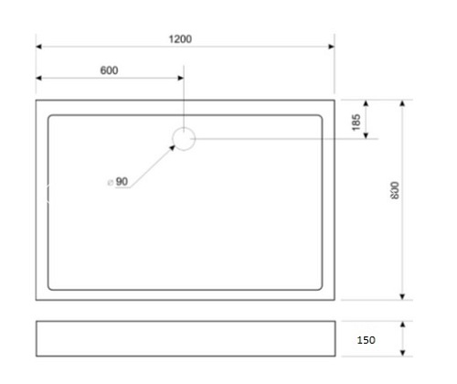 Kabina prysznicowa, prostokątna z brodzikiem 80x120 Doris