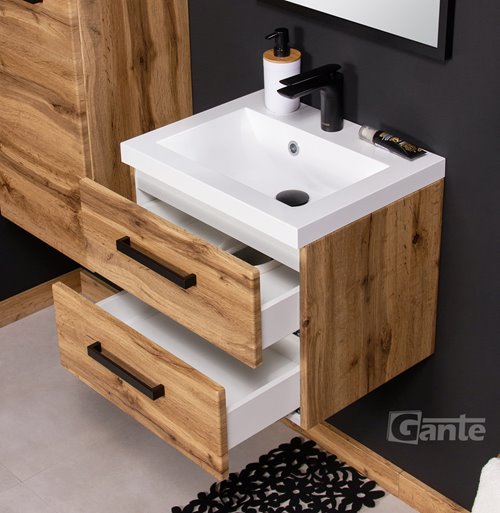 Szafka wisząca z umywalką 50 cm kolor dąb naturalny 39/2 seria Fokus Loft Gante