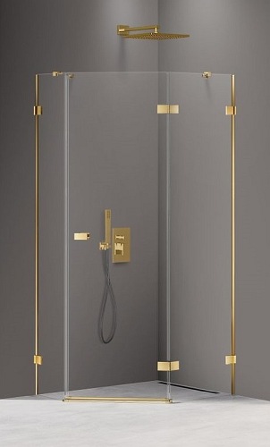Zlota kabina pięciokątna 100x80 EXK-3850 Avexa New Trendy Gold Shine