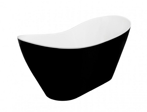 Wanna z konglomeratu czarno-biała 160 cm + klik-klak chrom Viya B&W Besco
