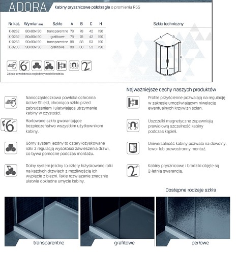 Kabina prysznicowa K-0262 Adora New Trendy