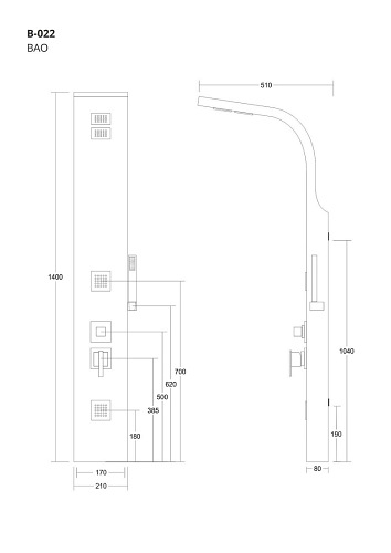 Panel natryskowy z drewna bambusowego czarny mieszacz Bao Corsan