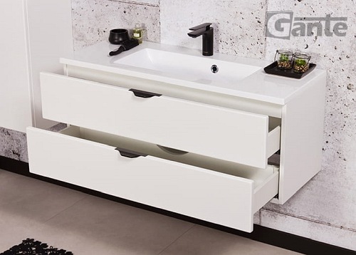 Biała matowa szafka łazienkowa z umywalką 100 cm Victa Gante