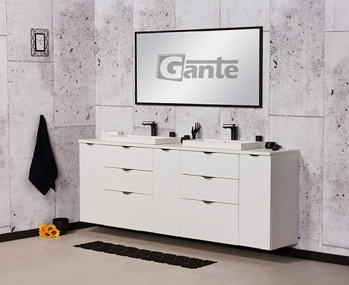 Biała matowa szafka łazienkowa z dwiema umywalkami 210 cm Liv 2 Victa