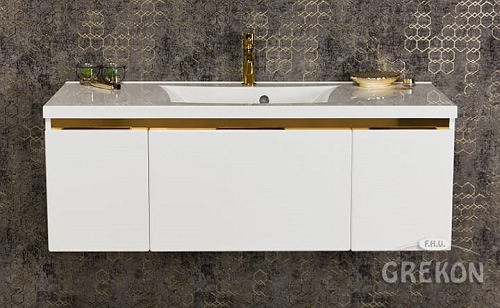 Szafka z umywalką złoty uchwyt 120 cm seria Diamond Gold Gante