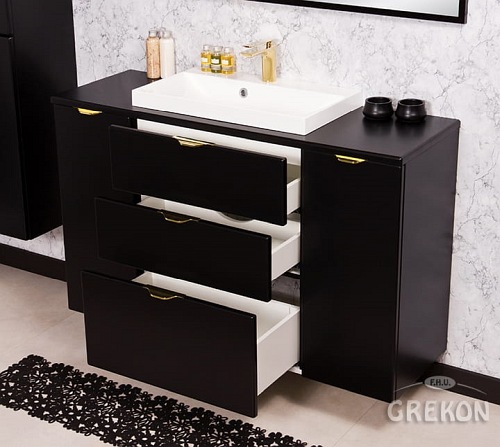 Czarna szafka łazienkowa z umywalką 120/3 cm Liv Victa