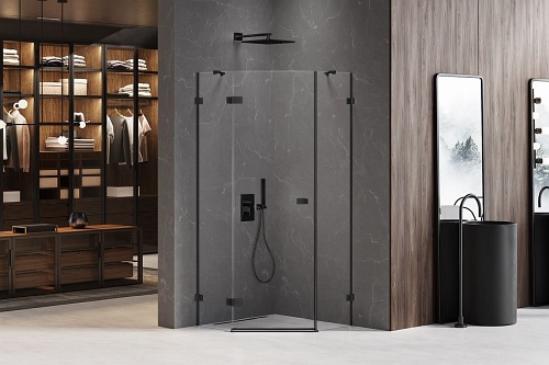 Czarna kabina pięciokątna 80x80 lewa EXK-3873 Avexa New Trendy Black