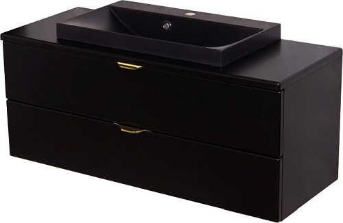 Czarna szafka łazienkowa z czarną umywalką 100 cm Liv Victa