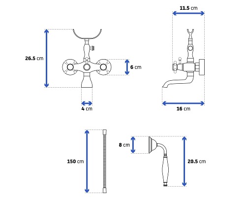 Czarna bateria wannowa retro Old Black Rea