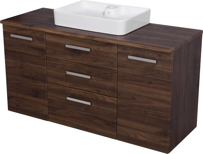 Szafka łazienkowa wisząca z umywalką nablatową 140 cm 50/3 Fokus kolor orzech