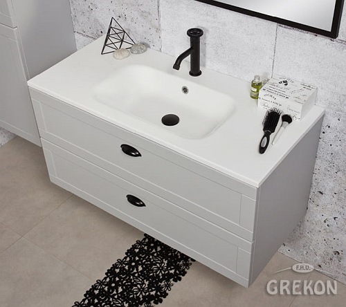 Szafka łazienkowa szara wisząca z umywalką 100/45 Grend