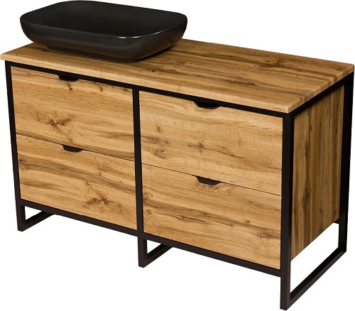 Szafka z czarną umywalką styl loftowy 120 cm seria New York