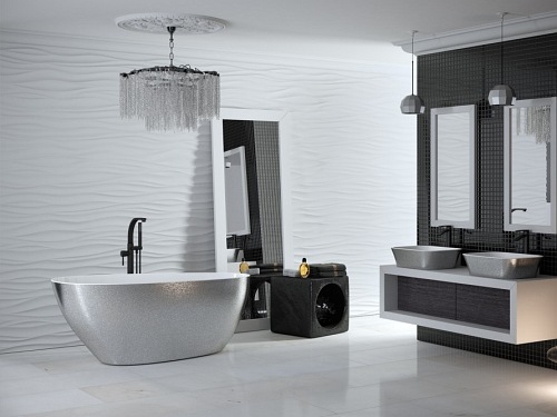 Wanna wolnostojąca srebrna + klik-klak chrom Goya Glam XS 142 Besco