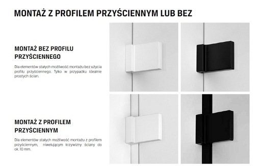 Czarna kabina pięciokątna 80x80 lewa EXK-3873 Avexa New Trendy Black
