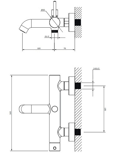 Bateria wannowa z zestawem prysznicowym Y1231CP Omnires Y miedź