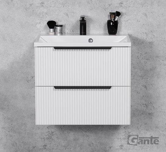 Szafka łazienkowa wisząca frezowana z umywalką 60 cm 46/2 Sydney kolor biały