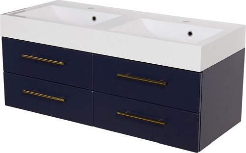 Szafka wisząca z umywalką granatowy mat 120/50/4 cm Belli Gold Gante