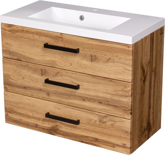 Szafka wisząca z umywalką 80 cm kolor dąb naturalny 39/3 seria Fokus Loft Gante