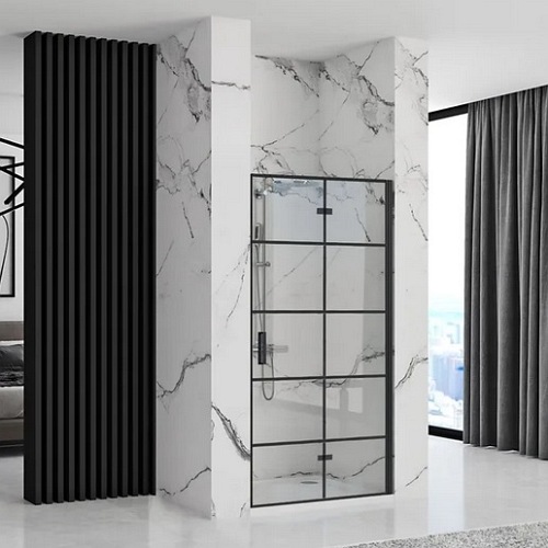 Czarne drzwi prysznicowe składane 90 cm Molier Black Rea