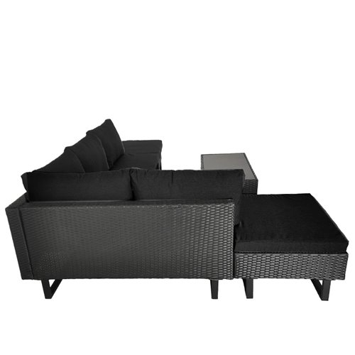 Zestaw mebli ogrodowych z technorattanu narożnik tarasowy Lime czarny