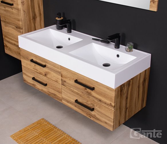 Szafka wisząca z umywalką 120 cm kolor dąb naturalny 50/4 seria Fokus Loft Gante