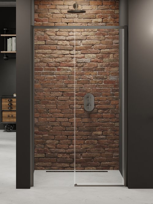 Drzwi prysznicowe rozsuwane lewe kolor stalowy 100 cm D-0885A Prime New Trendy Gunmetal Brushed