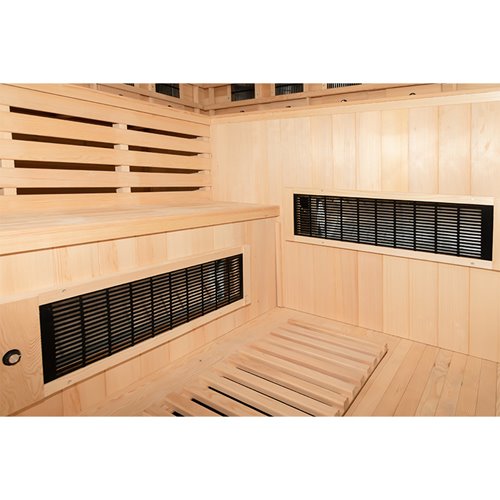 Sauna na podczerwień 6-osobowa 180x180 cm grzejniki kwarcowe i karbonowe Alta7 Infrared
