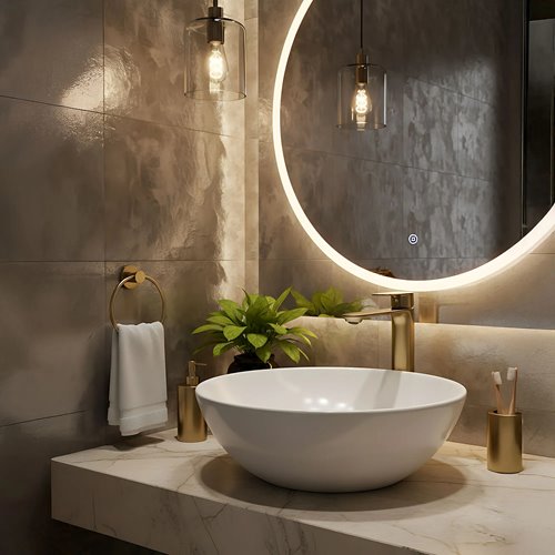 Bateria umywalkowa wysoka złota szczotkowana Rea Drop