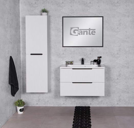 Szafka łazienkowa wisząca frezowana z umywalką 80 cm 46/2 Sydney kolor biały