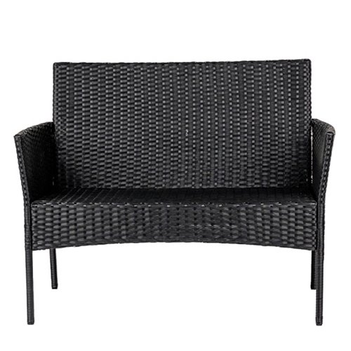 Zestaw mebli ogrodowych z technorattanu stół, sofa, krzesła dla 4 osób Luiza czarny