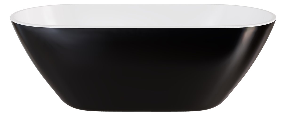 Moya B&W Besco czarno biała wanna wolnostojąca 160 cm korek klik-klak czyszczony od góry czarny WMD-160-MWB