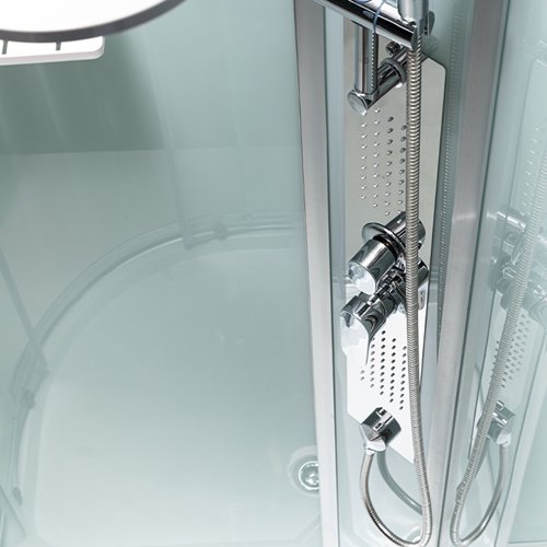 Kabina prysznicowa półokrągła zabudowana profil stal szczotkowana 80x80 Puerto zdjęcie 16