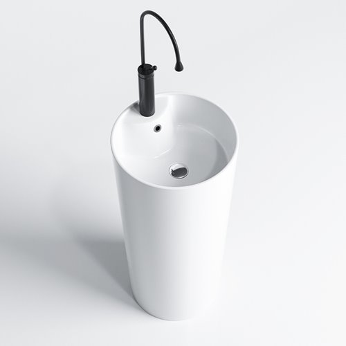 Umywalka wolnostojąca ceramiczna owalna biała 85x40 cm LINO-WH-400