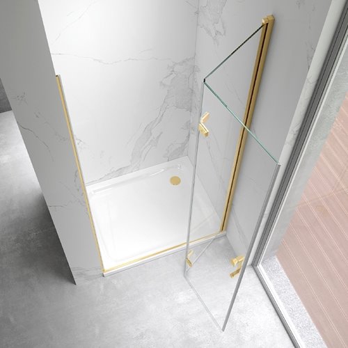 składane drzwi wnękowe złoty szczotkowany 80 cm