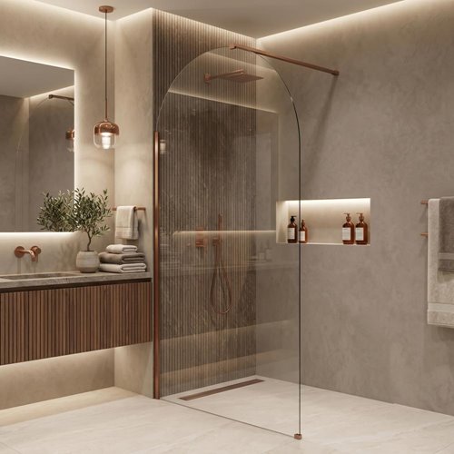 Zaokrąglone szkło walk-in zbliżenie