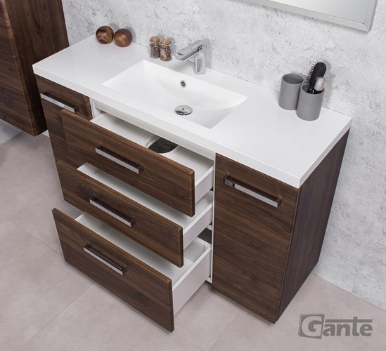 Szafka łazienkowa wisząca z umywalką 120 cm 39/3 Fokus kolor orzech