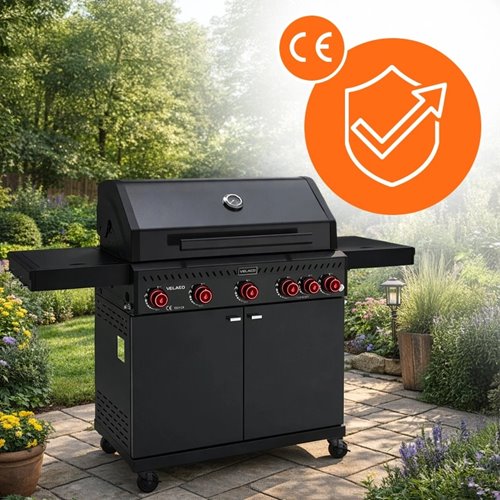 Grill gazowy ZEUS-D kolor czarny ruszt żeliwny moc 17,5 kW + pokrowiec + palnik boczny + LED zdjęcie 7