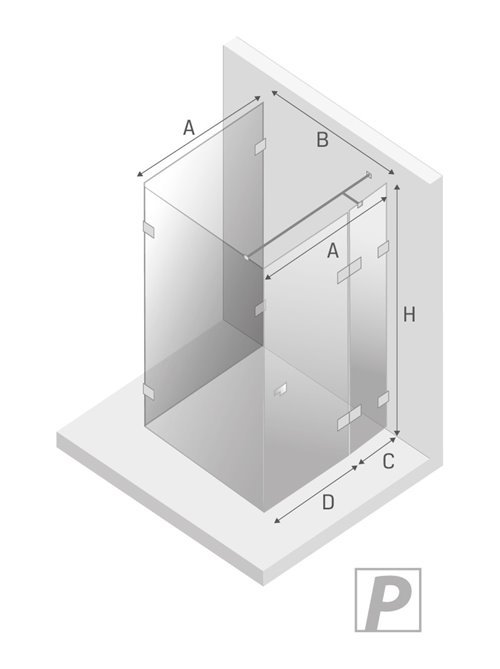 Kabina prostokątna przyścienna z bocznym wejściem 100x80 EXK-0199 Eventa New Trendy