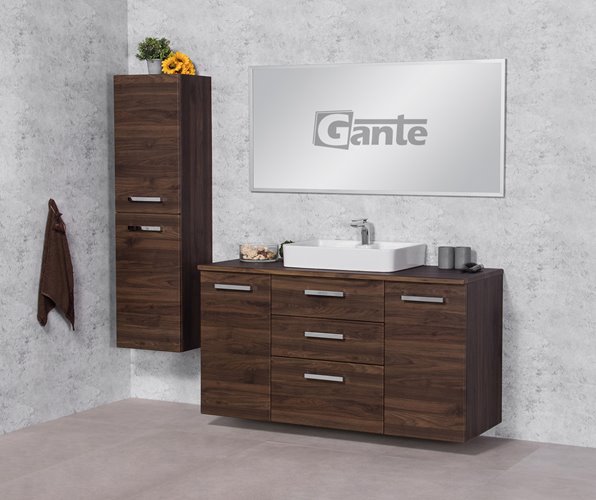 Szafka łazienkowa wisząca z umywalką nablatową 140 cm 50/3 Fokus kolor orzech