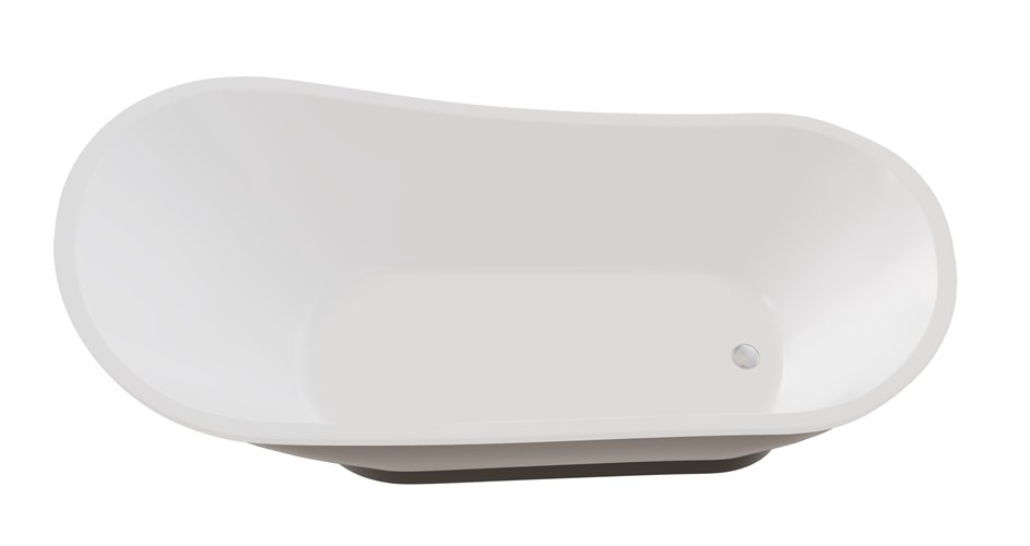 Czarno-biała wanna wolnostojąca 150 cm z syfonem klik-klak chrom Gloria Besco