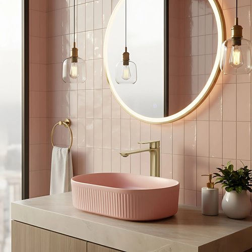 Bateria umywalkowa wysoka złota szczotkowana Rea Drop