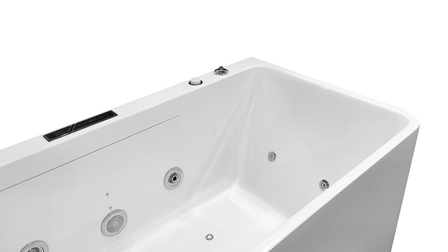 Wanna wolnostojąca z hydromasażem prostokątna konglomerat 150x75 cm MO-1801A