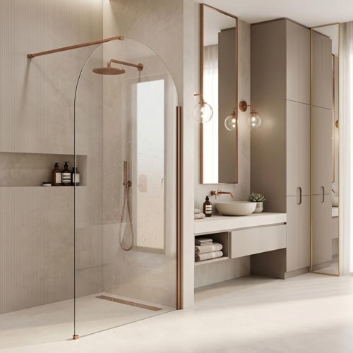 Miedź szczotkowana zaokrąglona ścianka prysznicowa Heaven Rea 120 cm Brush Copper zdjęcie 7