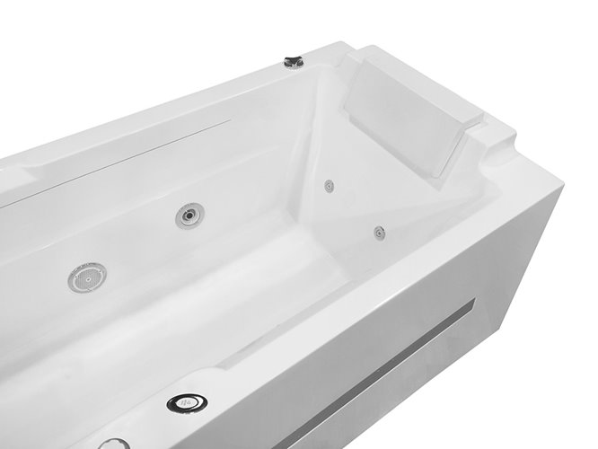 Narożna wanna z hydromasażem prostokątna konglomerat 150x73 cm MO-1802